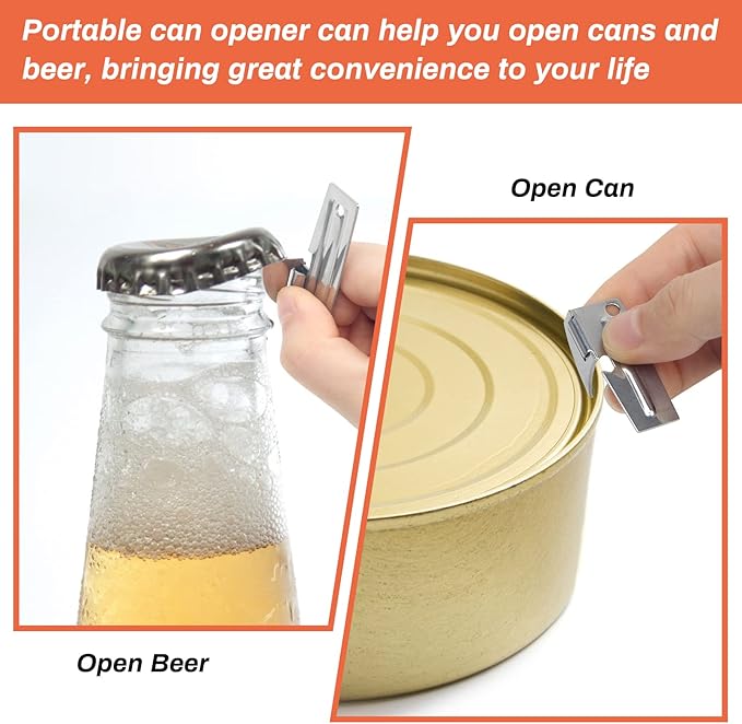 12 Pieces Military Style Can Openers with Key Rings, Anglecai P-38 and P-51 Camping Can Openers Stainless Steel Army Survival Can Opener Portable for Traveling