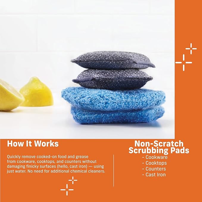 E-Cloth Non-Scratch Scrubbing Pads - Scrubbing Dish Sponges Kitchen Cleaning Kit - Reusable Scrubber Sponges for Dishes and Cleaning - Non-Scratch Scrubbers for Cleaning - 2-Pack - Image 7