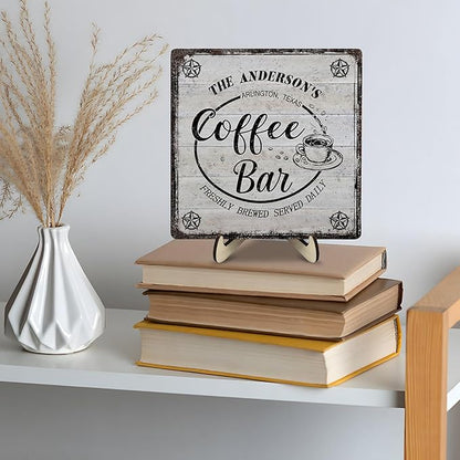 Vintage Coffee Bar Decor Sign,Rustic Wooden Plaque for Java Station, Kitchen,Cafe or Tea Corner, Funny Jave Gift for Coffee Lovers 5.9x5.9inches - Image 4
