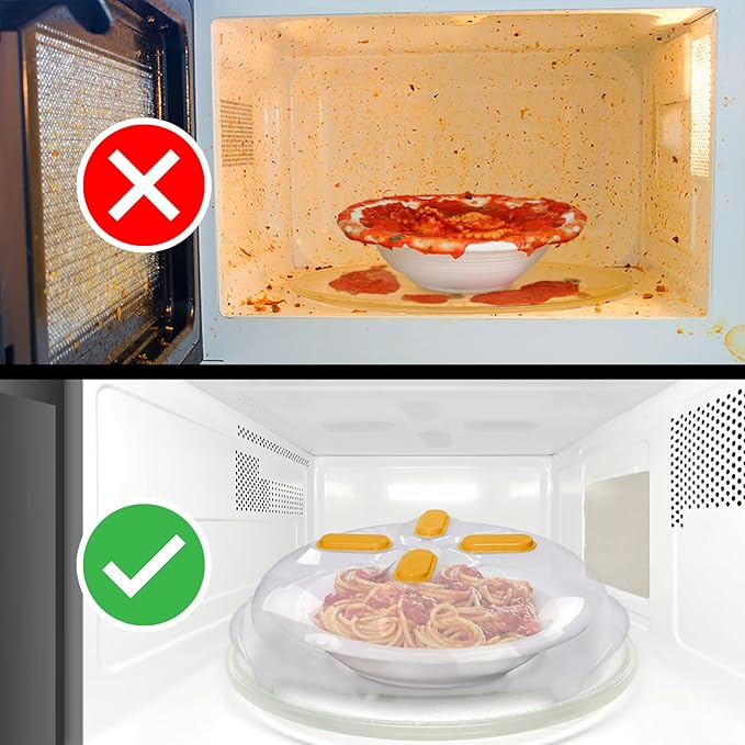 HOVER COVER Magnetic Microwave Cover for Food | Clear Microwave Splatter Cover | Microwave Plate Cover with Steam Vents | Food Grade Dish Cover | BPA-Free | Dishwasher Safe | Orange - Image 5