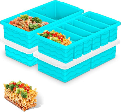 4-Pack Silicone Freezer Trays with Lid,2*【2 Large 2-Cup(500ml)&6 Small 1/2-Cup(125ml)】Soup Freezer Container Molds,Ice Cube Tray For Meal Prep&Freezing Soup,Stews,Sauces,Oven&Dishwasher-Safe by Doasuwish