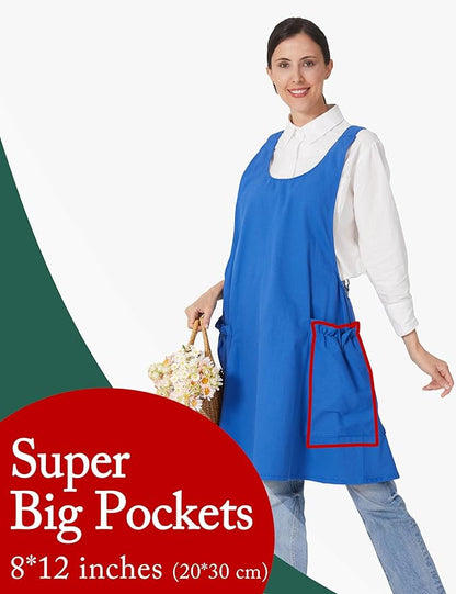 Cozy Adjustable Cross Back Aprons for Women with Pockets Cotton Linen Cooking Kitchen Baking