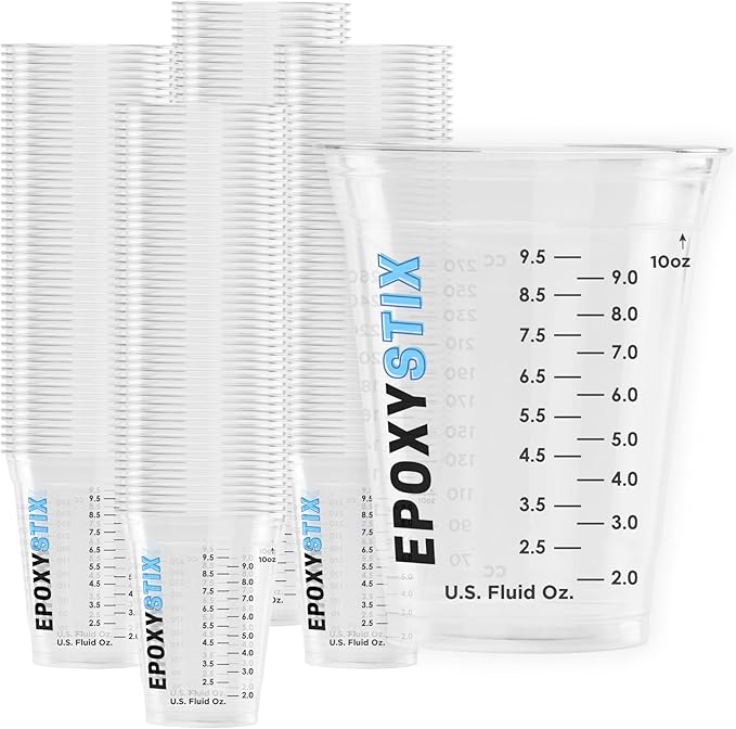 [100 Pack] NEW SIZE 12oz Graduated Mixing Cups - Durable PET, Clear Measurement Markings in oz, mL and cups - For Resin, Paint, Mixing and Crafts by EpoxyStix