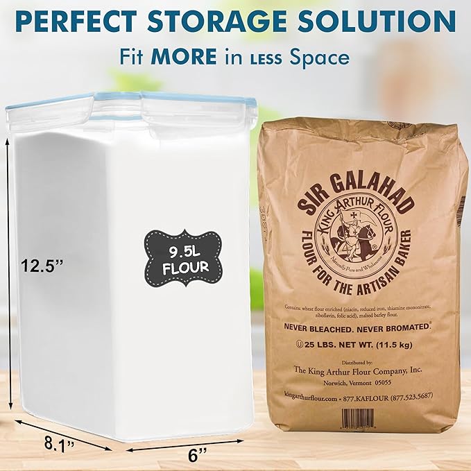 Shazo 2 PC (9.5L | 321 Oz) Extra Large Bulk Food Storage Containers with Airtight Lids for Flour, Sugar, Rice, Cereal & Pasta - Leakproof, BPA-Free Plastic Canisters for Kitchen & Pantry Organization - Image 3