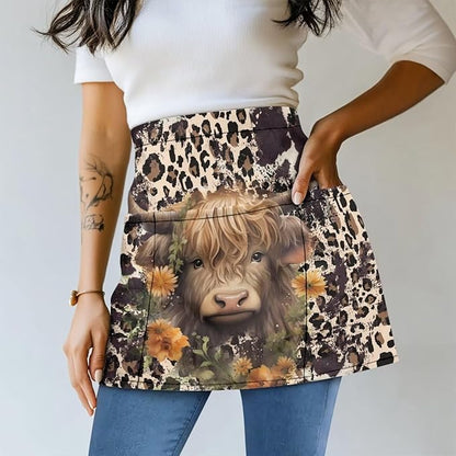 Server Apron with 3 Pockets, Waterproof Oil Waitress Waiter Half Apron for Restaurant Hotel Kitchen Cafe