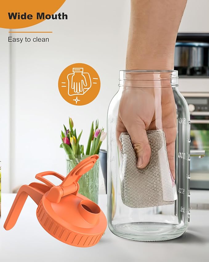2 Pack Mason Jar Pitcher – Airtight & Leakproof Glass Pitcher with Lid, 2 Quart (64 oz) 1/2 Gallon Mason Jar with Pour Spout Lid, Ideal for Breastmilk, Cold Brew, Sun Tea and Coffee - Image 6