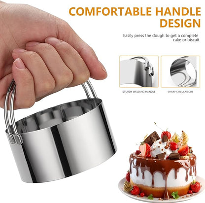 6 Pcs Large Cookie Cutters (2, 2.3, 2.8, 3.14, 3.54, 3.9 Inch), Round Biscuit Cutter Set with Handle and Big Ring, Professional Baking Dough Cutter Tools for Cakes, Sandwiches, Donuts, Dumplings - Image 3