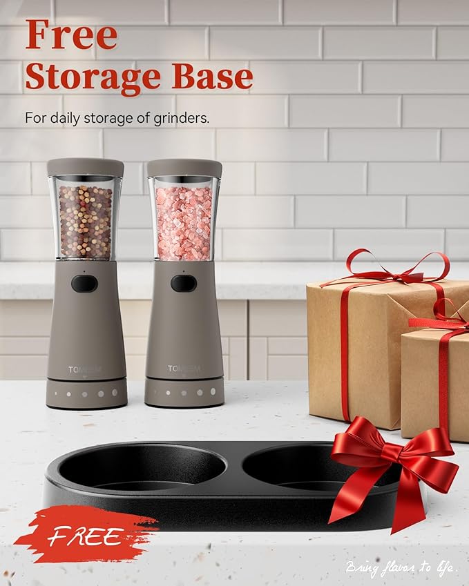 Electric Salt and Pepper Grinder Set with Storage Base, Stainless Steel Rechargeable Salt and Pepper Grinder Set with 4.5 oz Large Capacity, 1.8" Wide Mouth, Adjustable Coarseness, Ideal for Kitchen - Image 9