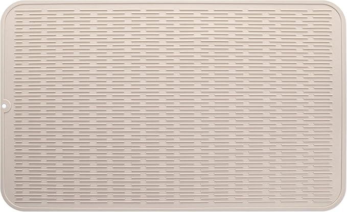 MicoYang Silicone Dish Drying Mat for Multiple Usage,Easy clean,Eco-friendly,Heat-resistant Silicone Mat for Kitchen Counter or Sink,Refrigerator or Drawer Liner Tapioca 3XL 28 inches x 18 inches by MicoYang