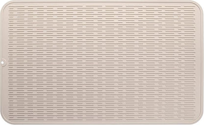 MicoYang Silicone Dish Drying Mat for Multiple Usage,Easy clean,Eco-friendly,Heat-resistant Silicone Mat for Kitchen Counter or Sink,Refrigerator or Drawer Liner Tapioca 3XL 28 inches x 18 inches by MicoYang