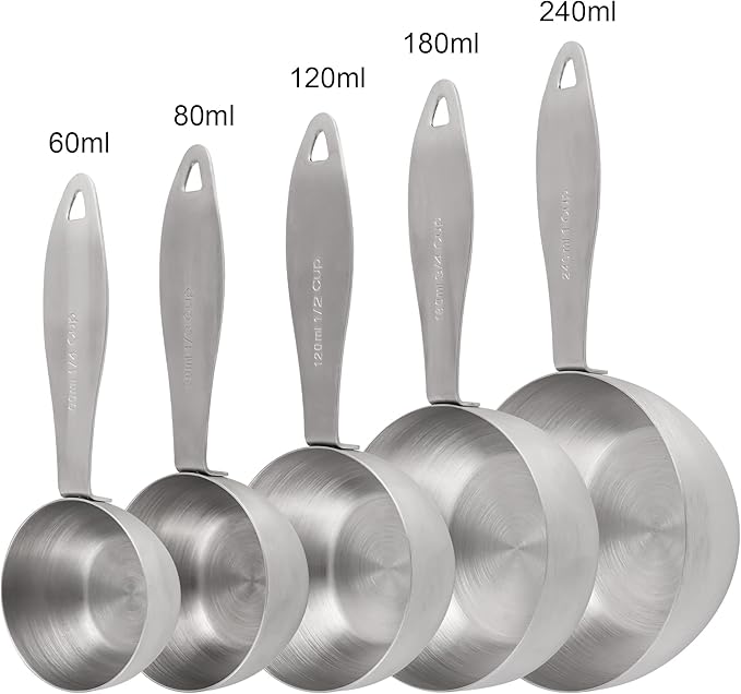 Measuring Cups and Spoons, 12 Piece Metric & US 18/8 Stainless Steel Measuring Cup and Spoon Set, Dry Metal Measuring Cups Spoons & Leveler & Measure Equivalents for Kitchen & Baking - Image 6