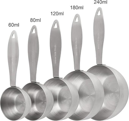 Measuring Cups and Spoons, 12 Piece Metric & US 18/8 Stainless Steel Measuring Cup and Spoon Set, Dry Metal Measuring Cups Spoons & Leveler & Measure Equivalents for Kitchen & Baking - Image 6