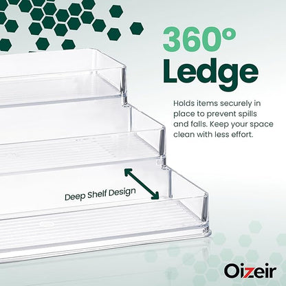 Oizeir Clear Spice Rack (2-Pack) – 3-Tier Acrylic Organizer for Cabinet – Deep Spice Shelf – 10.4 x 9.6 x 4 Inches – Holds Seasoning and Condiments - Image 4