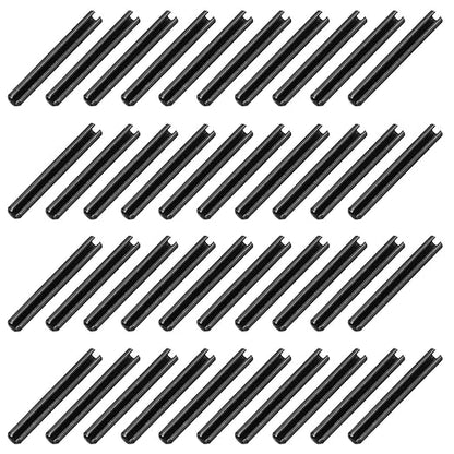 MECCANIXITY 60Pcs Slotted Split Roll Pins 7/50 Inch(3.5mm) Dia. 1-1/5 Inch(30mm) Length 65Mn Steel Spring Tension Expansion Dowels for Secure Fastening, Black
