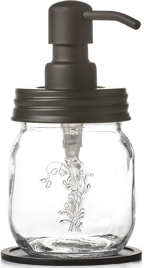 Black 12oz Mason Jar Soap and/or Lotion Dispensers for Hand Sanitizer, Liquid Soap or Hand/Body Lotion (Black, 2pk 12oz)