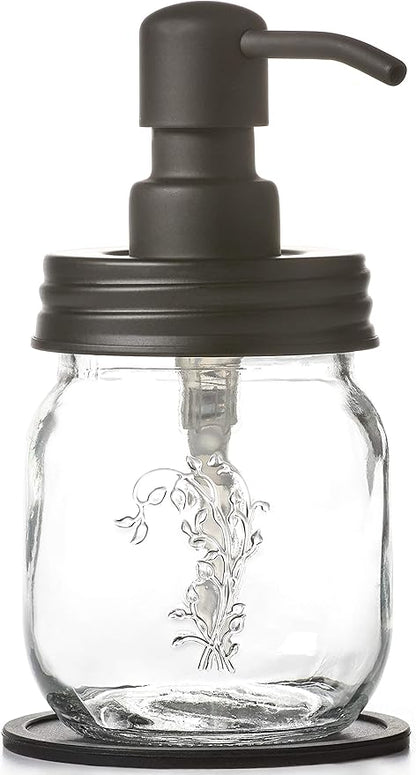Black 12oz Mason Jar Soap and/or Lotion Dispensers for Hand Sanitizer, Liquid Soap or Hand/Body Lotion (Black, 2pk 12oz)