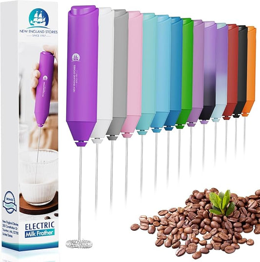 Powerful Milk Frother Handheld Foam Maker, Mini Whisk Drink Mixer for Coffee, Cappuccino, Latte, Matcha, Hot Chocolate, No Stand, Dark Orchid by NewEnglandStories