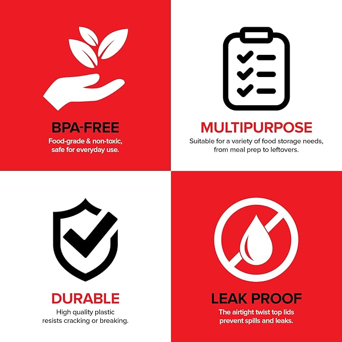 Stock Your Home 48oz Plastic Containers with Twist Top Lids (6 Pack), 1.5 Quart Freezer Containers with Lids for Leftover Food, Airtight Reusable Soup Containers, Microwave and Dishwasher Safe - Image 4