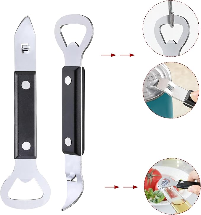 2PCS Bottle Opener, JINLIFA Stainless Steel Manual Can Punch Bottle Cap Beer Bottle Openers, Dishwasher Safe - Image 2