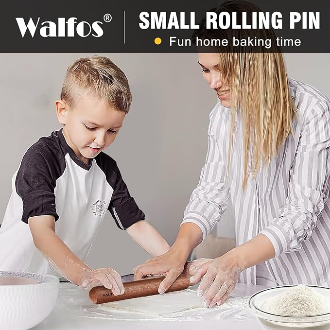 Walfos French Rolling Pin Set - Natural Wooden Rolling Pins (8inch, 15.7inch), Baking Dough Roller for Pizza, Pie, Pasta, Bread, Pastry, No Coating - Image 7