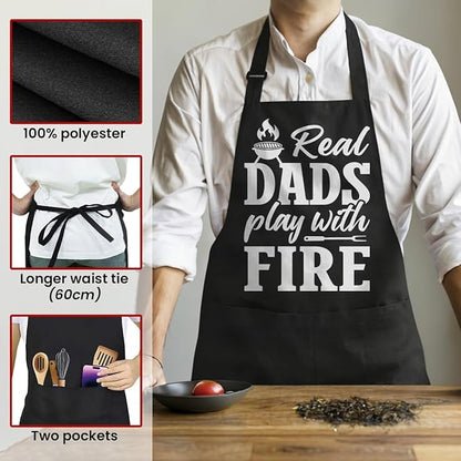 SANDJEST Funny Mens Aprons with Pockets for BBQ Grilling Cooking Grandpa Husband Apron for Birthday Christmas Father's Day