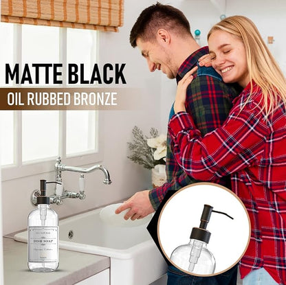 Sunrise Premium 2 Pack Clear Glass Soap Dispenser 16 OZ with Oil Rubbed Bronze Stainless Steel Pump, Hand and Dish Soap Dispenser Set for Bathroom and Kitchen Sink with 6 Waterproof Labels - Image 6