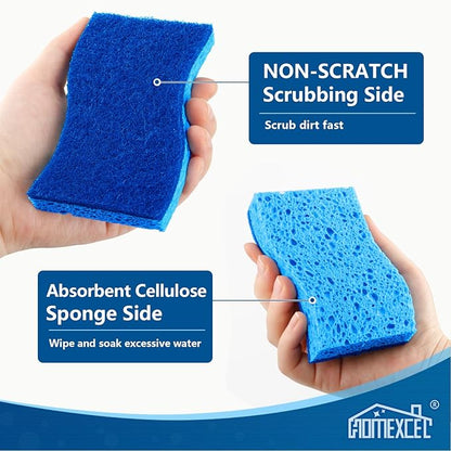 HOMEXCEL Sponges Kitchen 24pcs Non-Scratch for Dishes, Blue Scrub Cleaning Sponge for Non-Coated Cookware, Dishes, Pots, Pans, Dual Sided Dish Sponge for Kitchen, Household, Bathroom - Image 2