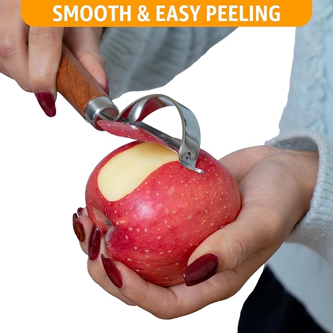 Potato Peeler Wooden Handle, Curved Multifunctional Vegetable Peeler, Rosewood & Stainless Steel, Fruit & Veggie Peeler, Peeler Knife Blade, Eye Remover
