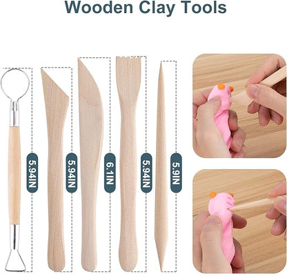 Luney Clay Tools Kit, 25 PCS Ceramics Polymer Clay Sculpting Modeling Pottery Tools Kit, Air Dry Clay for Adults, Pottery Craft, Dotting, Baking, Carving, Drawing, Molding, Modeling, Shaping - Image 4