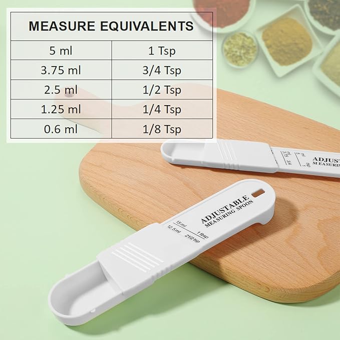 6 Pcs Adjustable Measuring Spoon Plastic Tablespoon and Teaspoon Set Baking Cooking Spoon Set for Chef Measuring Metering Kitchen Dry Liquid Ingredients Powder, 2 Sizes(White) - Image 3