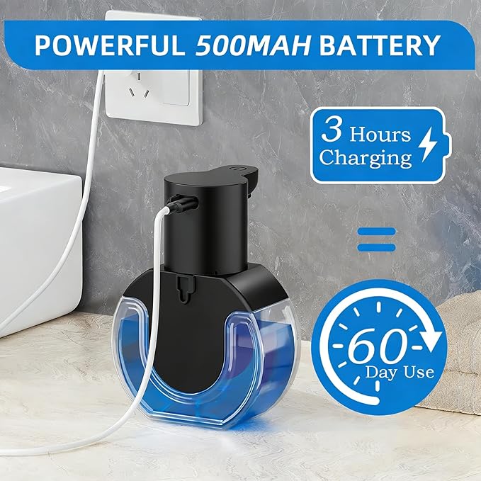 2Pack Automatic Soap Dispenser Touchless,Rechargeable Liquid Soap Dispenser,15oz/420ml Smart Hand Soap Dispensers,4-Level Adjustable, Wall Mount for Bathroom Kitchen Dish Soap,Hands-Free(Black) - Image 6