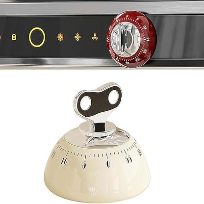 Magnetic Mechanical Kitchen Timer - Wind Up 60 Minutes Countdown Timer, No Batteries Needed, for Cooking, Baking, Classroom, Study & Desk Use (White)