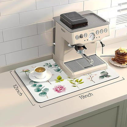 Bloss Dish Drying Mat, 12.2"x19.7" Absorbent Coffee Bar Mat with Waterproof Rubber Back, Fit Under Coffee Maker Machine/Kitchen Counter(Rose) - Image 2