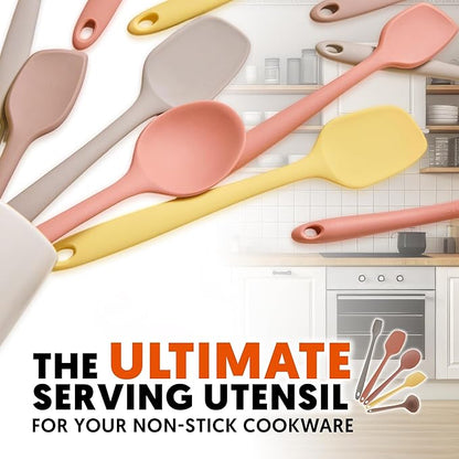 Platinum Silicone Spatula – BPA Free Silicone Spatula for Cooking – Heat Resistant Cooking Utensils for Non Stick Pans – One-Piece Spoonula for Baking, Mixing & More – Kitchen Scraper 9.3” Dry Rose