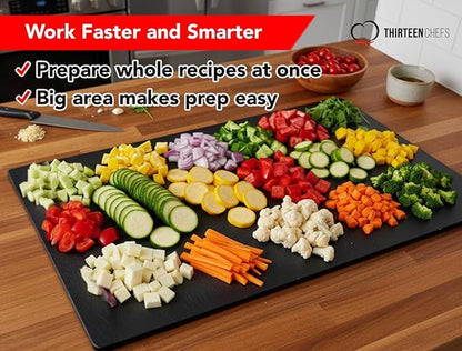 Thirteen Chefs 30x18 Extra Large Cutting Board for Fish, Meat, BBQ - 1/2 Inch Thick Black Plastic, Commercial Grade HDPP Poly with NSF Stamp, 10 pounds - Image 3
