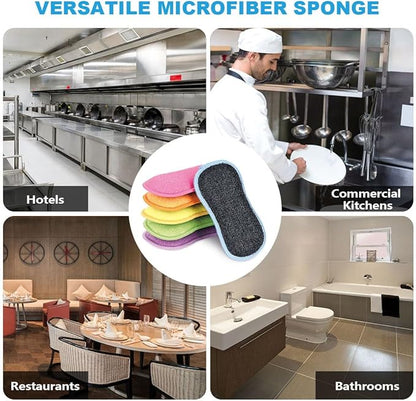 HOMEXCEL 6 Pack Multi-Purpose Scrub Sponges Kitchen, Dish Sponge, Non-Scratch Microfiber Sponge for Efficiently Cleaning Dishes, Pots, and Pans (Multicolor) - Image 7