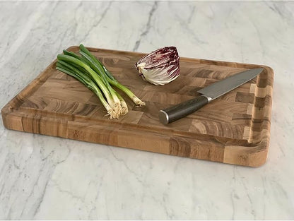 Ironwood Gourmet Charleston End Grain Board with Channel, Acacia Wood Brown 20 x 14 Inches