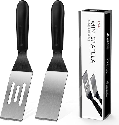 Small Spatula Professional Mini Serving Spatula, 2 Pieces Stainless Steel Metal Spatulas Set, Cutter and Serve Turner for Kitchen, Flipping or Cooking for Brownie, Cookie, Lasagna, Pancakes or Cake