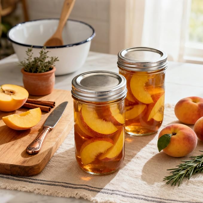 ComSaf 12 oz Mason Jars with Lids 6 Pcs, Regular Mouth Canning Jars with Seal Bands, 12 oz Glass Jar with lid for Soft Drinks, Juice, Jam, Jelly, Sauce, Dessert, Overnight Oats, Pickles - Image 4