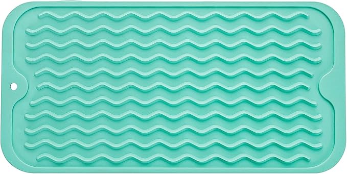 MicoYang Silicone Dish Drying Mat for Multiple Usage,Easy clean,Eco-friendly,Heat-resistant Silicone Mat for Kitchen Counter or Sink,Refrigerator or Drawer Liner Mint S 12 inches x 6 inches by MicoYang