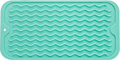 MicoYang Silicone Dish Drying Mat for Multiple Usage,Easy clean,Eco-friendly,Heat-resistant Silicone Mat for Kitchen Counter or Sink,Refrigerator or Drawer Liner Mint S 12 inches x 6 inches by MicoYang