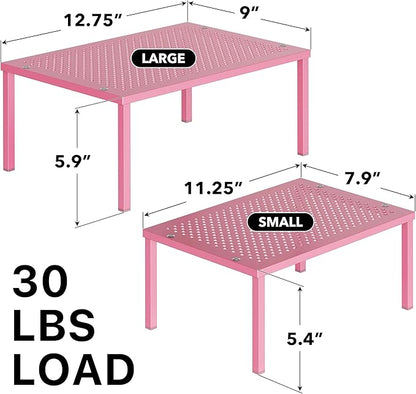 Simple Houseware Expandable Stackable Kitchen Counter Shelf Organizer, Pink, Metal Top, 11.25 in L x 7.9 in W x 5.4 in H - Image 3