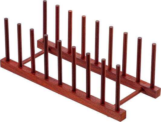 HBlife Rosewood Wooden Dish Drying Rack - Home and Kitchen Organizer for Cups, Bowls, Pots, Lids, Cutting Boards & Plates Space-Saving for Cabinets Counters (8 Slots)