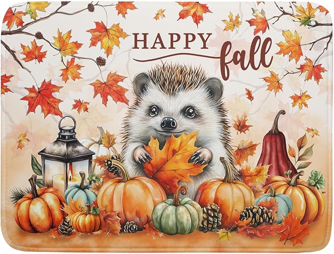 Happy Fall Dish Drying Mat - Large Absorbent Microfiber Drying Pad for Kitchen Counter 18 X 24 in Yellow by Giwawa