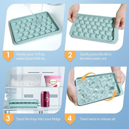WIBIMEN Ice Cube Tray with Lid - Round Ice Tray for Freezer with Lid - Ice Cube Trays for Freezer (One Tray Only) - Image 3