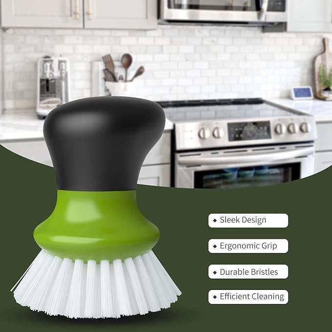 MR.SIGA Dish Scrub Brush, Palm Brush Dish Scrubber with Ergonomic Grip, Kitchen Brushes for Dishes, Green, Pack of 2 - Image 6
