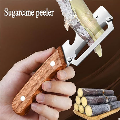 Premium Vegetable Peeler with Wooden Handle and Bottle Opener Stainless Steel Blade Kitchen Tool for Fruit Apple Potato Pumpkin Papaya Zucchini - Image 4