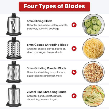 Stainless Steel Slicer Shredder Attachment for KitchenAid Stand Mixer, Cheese Grater Attachment for KitchenAid, Salad Maker, Grinding Powder, Dishwasher Safe with 4 Blades by InnoMoon - Image 2