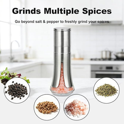Aelga Salt Grinder with Silicone Funnel - 4oz Glass Manual Mills with Adjustable Ceramic Core & Stainless Steel Sleeve, Refillable Kitchen Gadget - Image 6