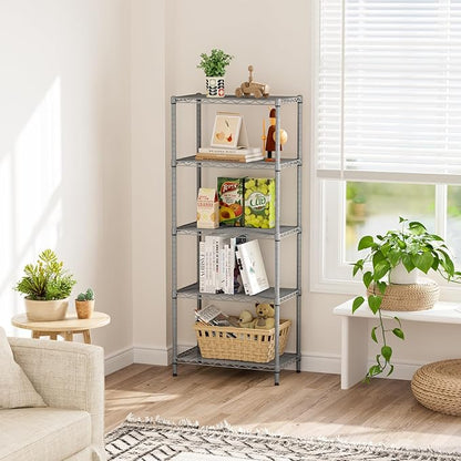 SINGAYE 5 Tier Storage Garage Shelving Units Heavy Duty Wire Shelves Pantry Metal for Pantry Closet Kitchen Laundry Bathroom Organizers Shelf Home Shorage Gray - Image 2